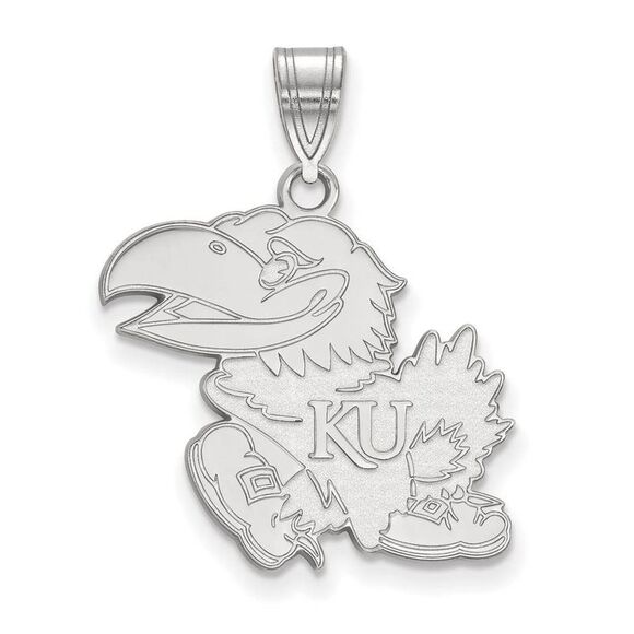 14k White Gold U. of Kansas Large Mascot Pendant